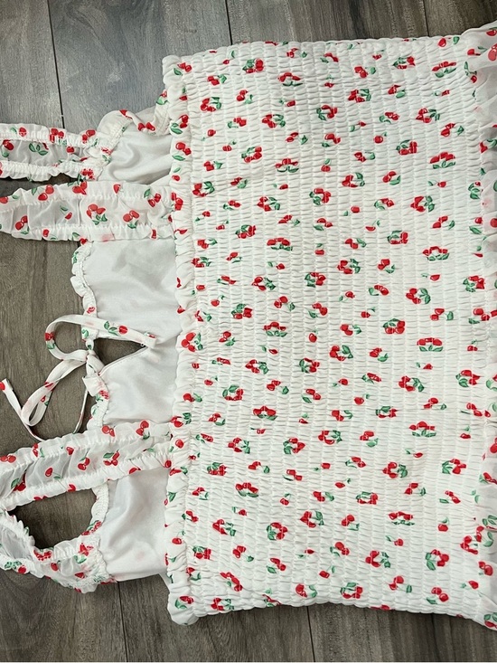 Rue21 White Cherry-Print Smocked Crop Tank - Picture 4 of 4